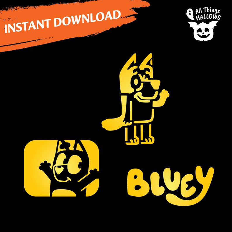 BLUEY Pumpkin Carving Stencil Template Halloween Jack O Lantern Pattern
