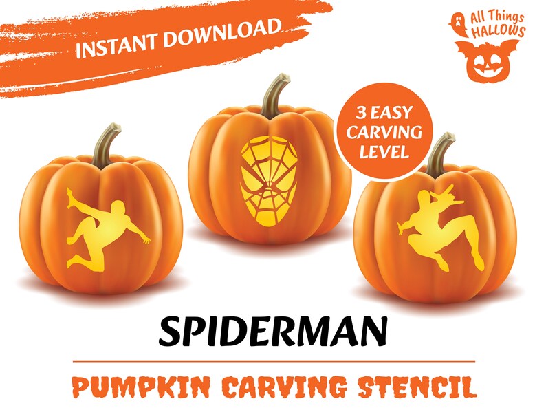SPIDERMAN Pumpkin Carving Stencil Printable At Home PDF Instant Dowload spiderman-pumpkin-carving-stencil-printable-at-home-pdf-instant-dowload