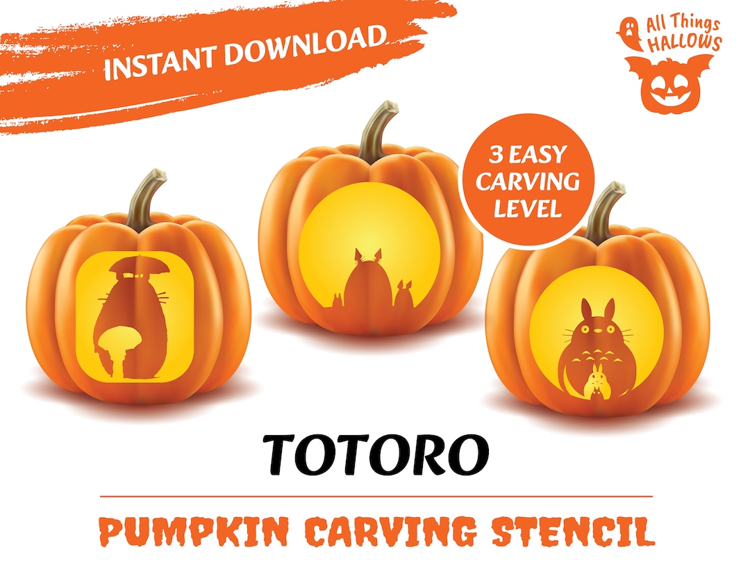 TOTORO Pumpkin Carving Stencil Template Halloween Jack O Lantern