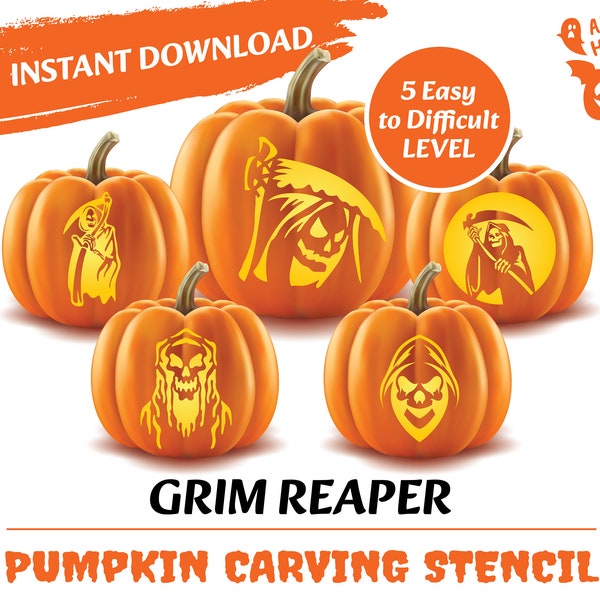 Grim Reaper Pumpkin Stencil Etsy