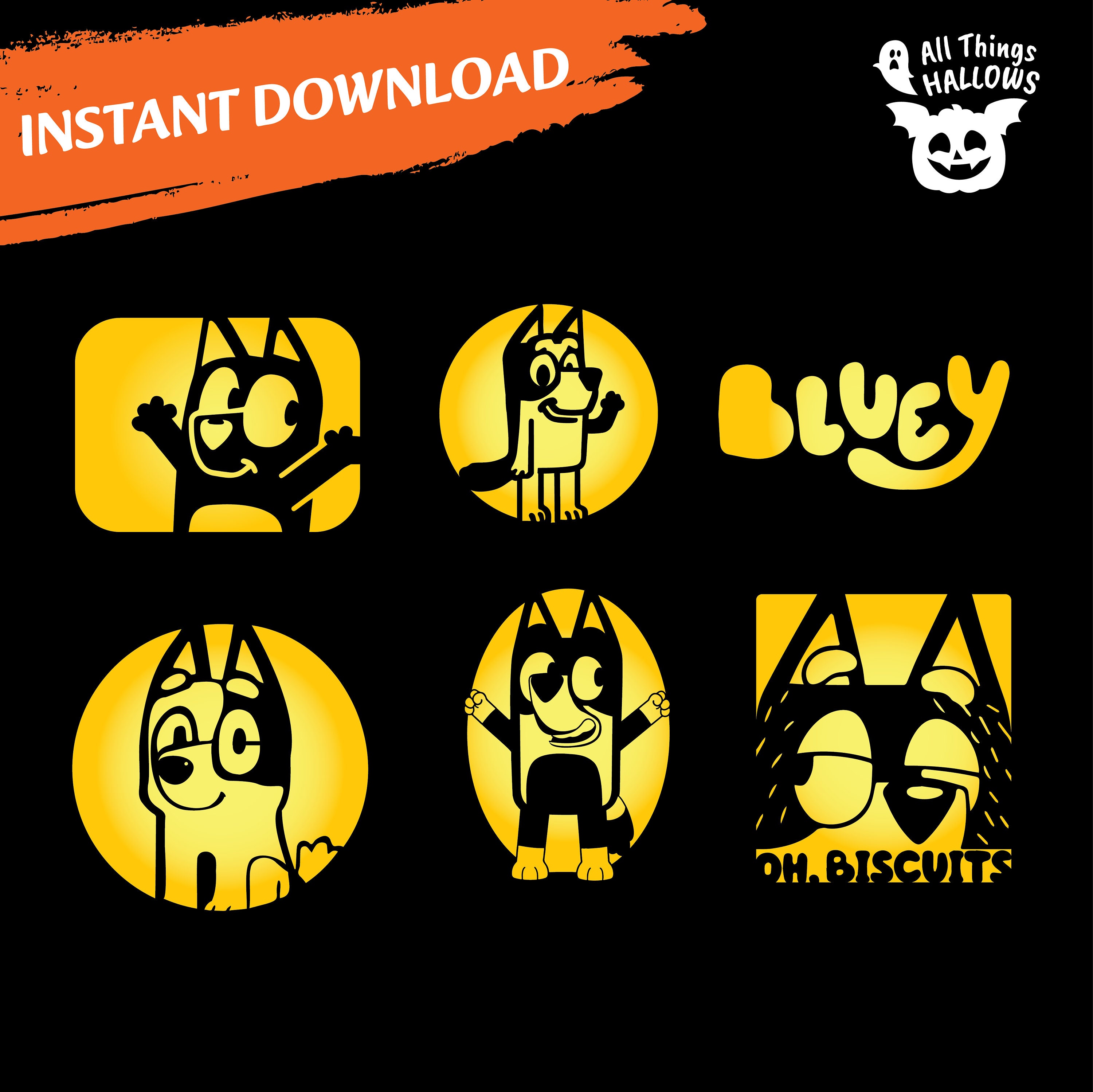 BLUEY Pumpkin Carving Stencil Template Halloween Jack O Lantern Pattern BLUEY Pumpkin Carving Stencil Template Halloween Jack O Lantern Pattern