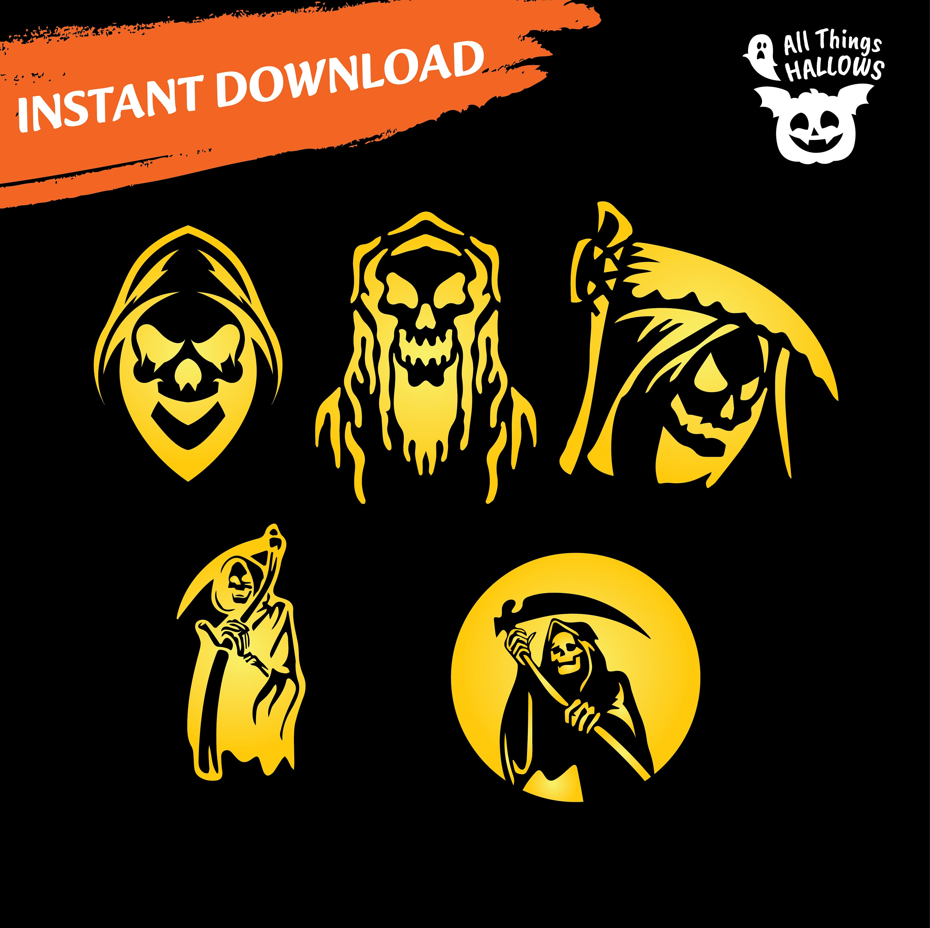 SPOOKY GRIM REAPER Pumpkin Carving Stencil Template Halloween Jack O spooky-grim-reaper-pumpkin-carving-stencil-template-halloween-jack-o