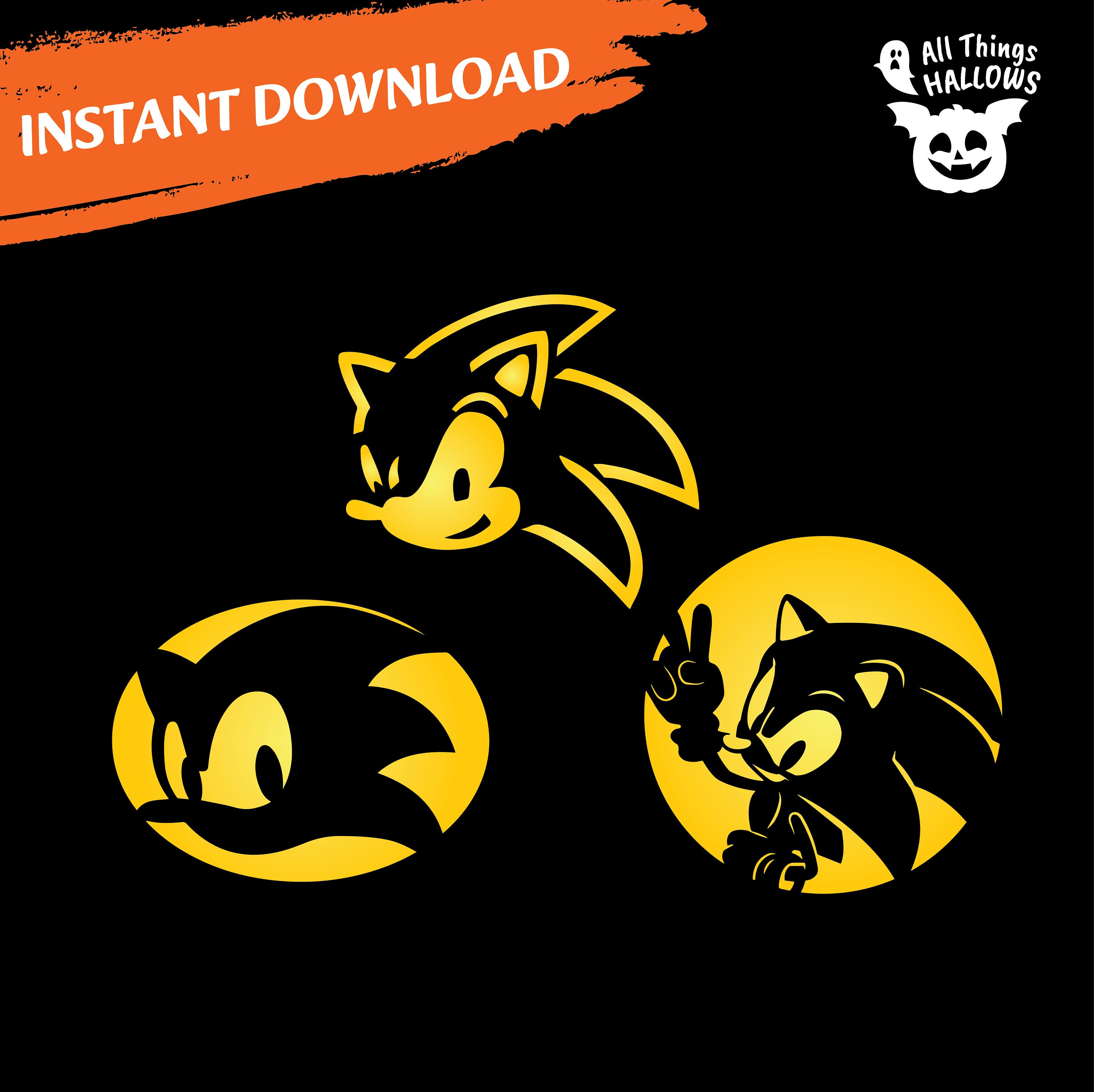 SONIC Pumpkin Carving Stencil Template Halloween Jack O Lantern Pattern SONIC Pumpkin Carving Stencil Template Halloween Jack O Lantern Pattern