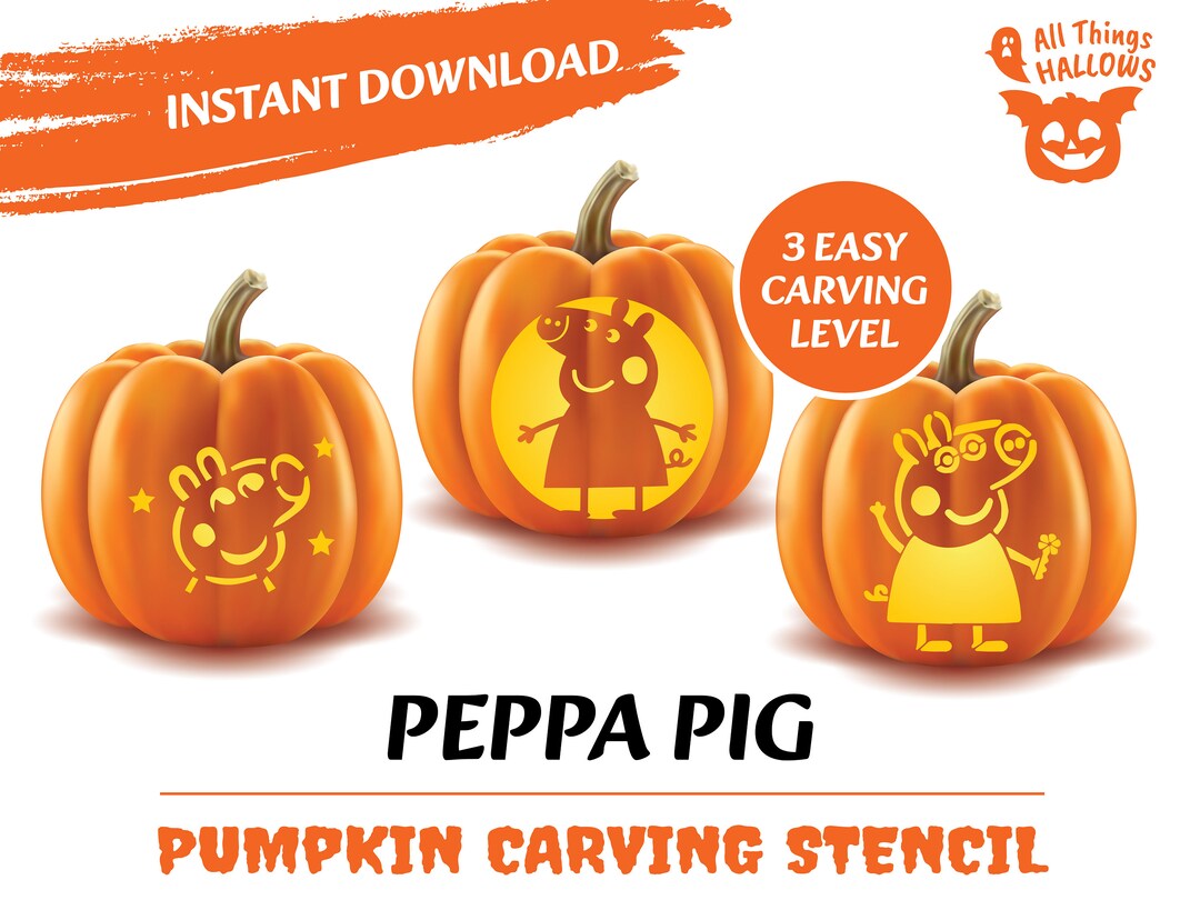 PEPPA PIG Pumpkin Stencil Printable Carve Your Favourite Cartoon On