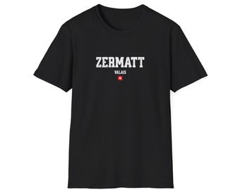 Zermatt ski-T-shirt: ontwerp met verweerde Zwitserse Alpen