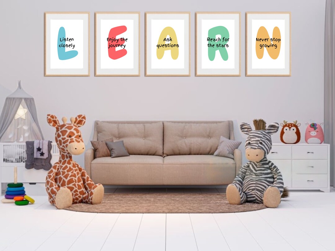 Set of 5 Printable Playroom Prints Kids Wall Decor Toddler Wall Art ...