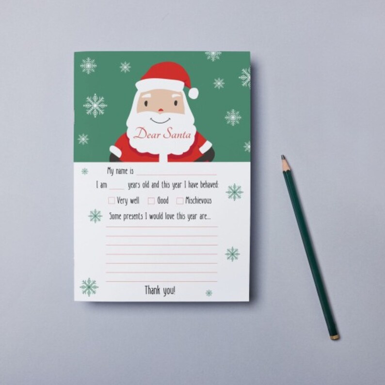 Letter to Santa Printable / Kids Letter to Santa / Santa - Etsy UK
