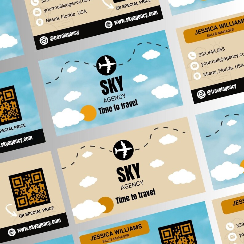Travel Agent Business Cards, Qr Code Cards, Travel Advisor Agency