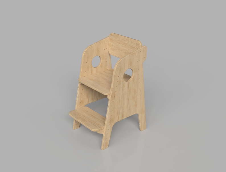 Puede incluir: Un taburete de madera con un asiento y un escal&oacute;n. El taburete est&aacute; hecho de madera clara y tiene un dise&ntilde;o sencillo.