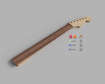 Fender Stratocaster Guitar Neck 3D CAD Files 1:1 Scale | CNC Files | DIY Project | Guitar Plan
