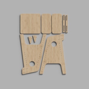 Puede incluir: Un kit de taburete de madera con piezas precortadas para ensamblar. El kit incluye el asiento, las patas y las piezas de conexi&oacute;n. La madera es de color marr&oacute;n claro.