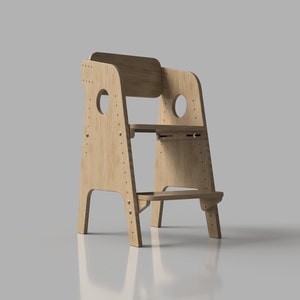 Sedia regolabile per bambini File CAD 3D Scala 1:1 / Piano mobili CNC / Legno compensato fai-da-te