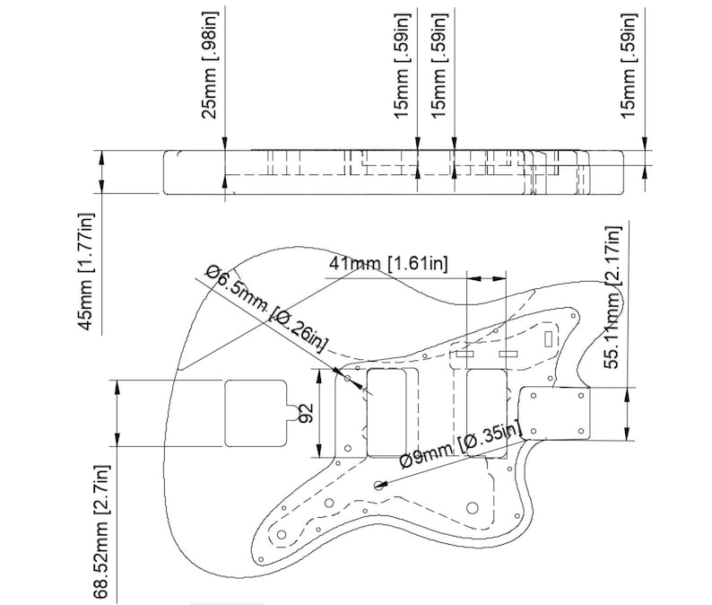 Fender Engineering Fender Jazzmaster Guitar Body 3D CAD Files 1:1 Scale | CNC Files ...