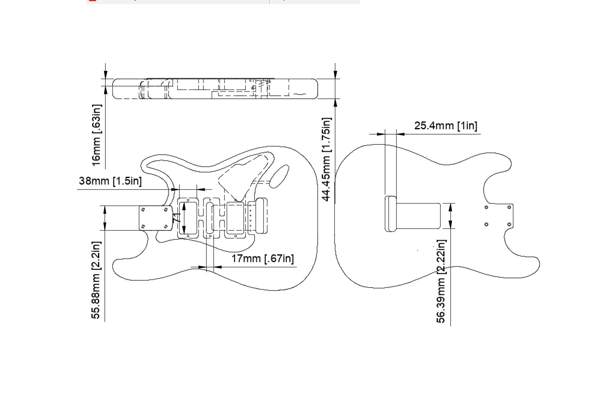 Fender Stratocaster HSH Guitar Body 3D Files: CNC Plan (digital