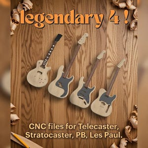 Legendäres 4er Bundle ! | Telecaster, Stratoaster, PB, Les Paul | CNC-Dateien | Gitarren-Plan