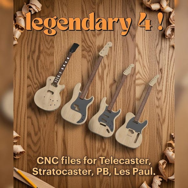 Telecaster, Stratocaster, PB, Les Paul | CNC files | Guitar Plan