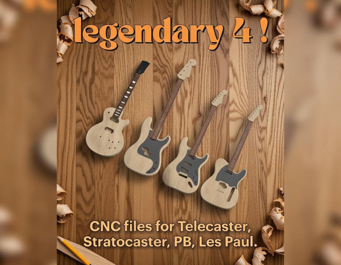 Telecaster, Stratocaster, PB, Les Paul | CNC Files | Guitar Plan