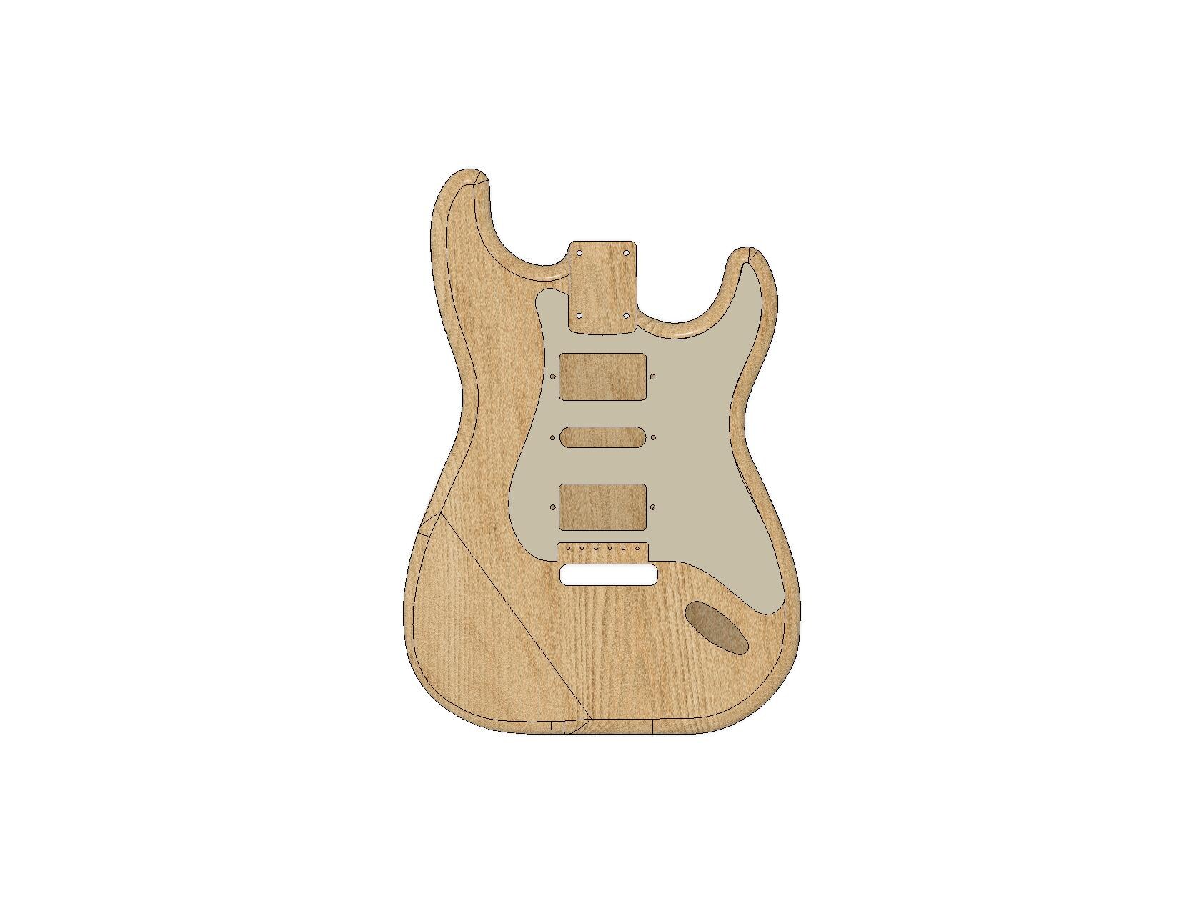 Fender Stratocaster HSH Guitar Body 3D Files: CNC Plan (digital