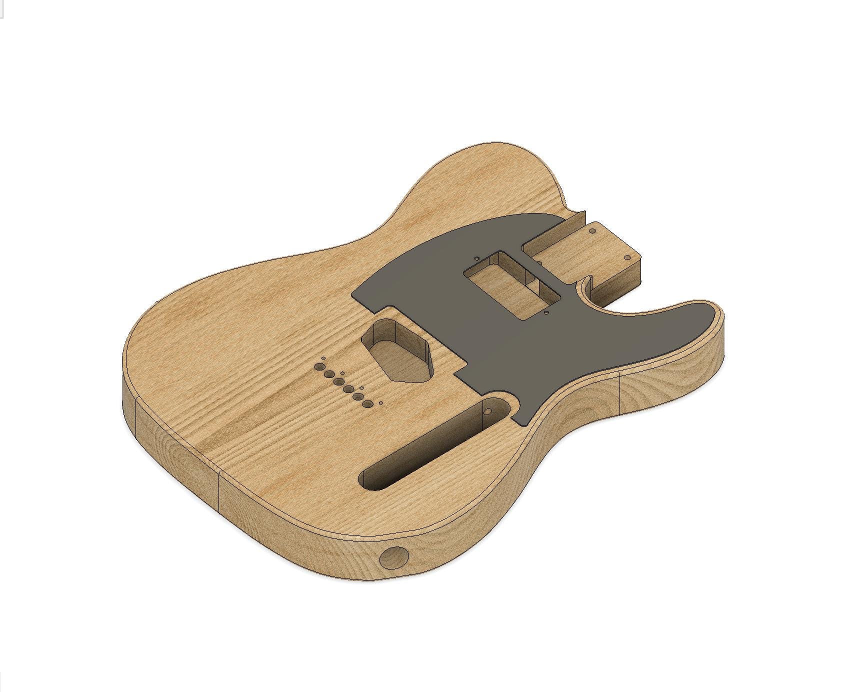 Telecaster SH ギターボディ 3D CAD ファイル: CNC プラン (デジタル