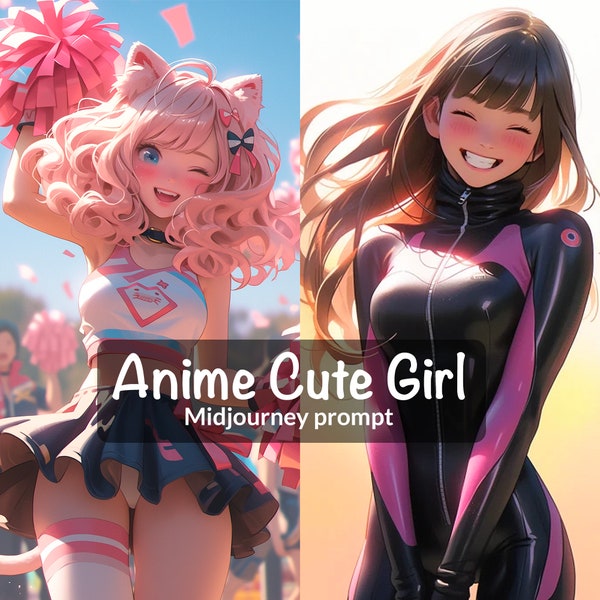 Anime Cute Girl Midjourney Prompt, anpassbare digitale Kunst von Midjourney AI, Niji, benutzerfreundlich und getestet, + 200 Bilder, inklusive Anleitungen