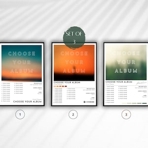 Set di 3 copertine di album personalizzate / Decorazione artistica da parete in vinile / Scegli la tua decorazione da parete per album / Regalo musicale personalizzato unico / Poster musicale personalizzato