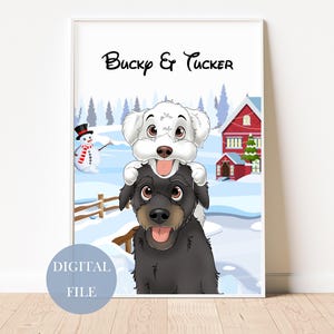 Custom Cartoon Pet Portrait Personalised Pet Portrait Christmas Gift Pet Cartoon Dog Cartoon Dog Lover Gifts Unique Pet Illustration Gift