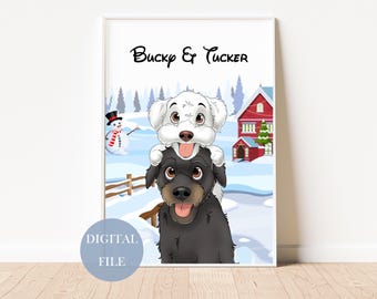 Custom Cartoon Pet Portrait Personalised Pet Portrait Christmas Gift Pet Cartoon Dog Cartoon Dog Lover Gifts Unique Pet Illustration Gift