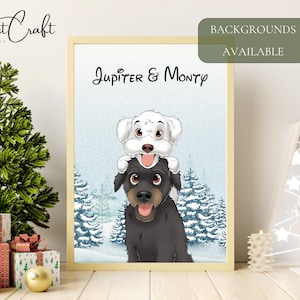 Portrait d'animal de compagnie de dessin animé personnalisé Art d'animal de compagnie personnalisé Cadeau unique pour les amateurs d'animaux de compagnie Portrait d'animal de compagnie à partir d'une photo de chien Portrait d'animal de compagnie de dessin animé Cadeaux de Noël