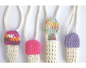 Gehaakt patroon met koordsleutelhanger paddenstoel — houder voor aansteker chapstick ketting tasbedel pdf-beginner direct downloaden