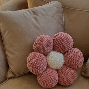 Crochet pattern for a flower pillow, beginner level, PDF English Crochet flowers Amigurumi pattern, Crochet flower pillow for home decor