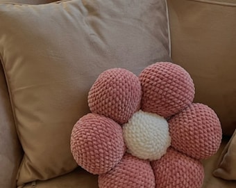 Crochet pattern for a flower pillow, beginner level, PDF English Crochet flowers Amigurumi pattern, Crochet flower pillow for home decor