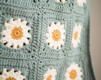 Crochet Flower Granny Square Blanket Pattern, Flower Blanket Pattern, Crochet Flower Afghan, Crochet Blanket Pattern, Crochet Floral Blanket