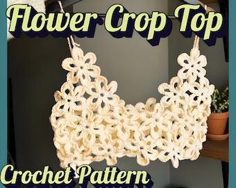 Daisy Chain Crochet Crop Top Pattern, Floral Motifs (PDF Pattern)