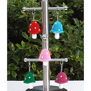 Crochet Bag Charm PDF crochet mushroom keychain pattern, UK and US terms, Mushroom charm amigurumi crochet pattern mushroom decor bag charms
