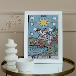 Tarot Poster Druck, Pop Tarot Zeitgenössisches Plakat, Popkultur Kunst, David Bowie Kunst, Frühlingsplakat, Innendekor, Tarot der Stern Briefpapier