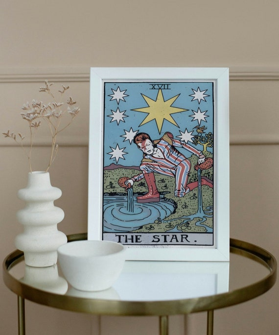 Tarot Poster Print, Pop Tarot Contemporary Poster, Pop Culture Art, David Bowie Art, Spring Poster, Home Decor, Tarot The Star Stationery