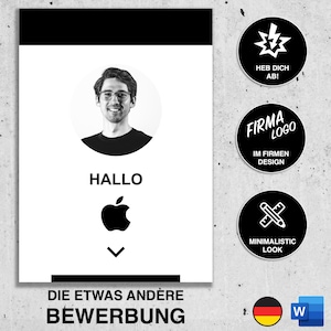 CV template German Word | Application template Modern Design Creative | for Engineer Programmer IT Media Office Black White B&W B/W