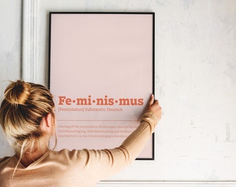 Feminism poster - queer art - feminist art print - digital download - pink-orange