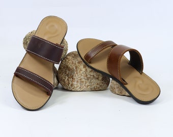 Cow Leather Sandals, Slide Sandals, Open Toe Sandals, Handamade Leather Sandals, EARTHY III