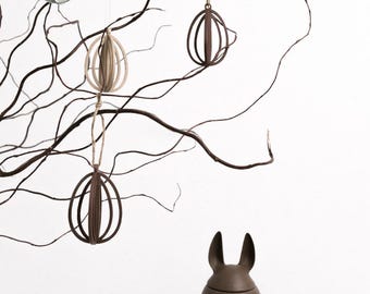 Set med 2 påskäggsdekorationer i enkel design, påskägg i linjekonstdesign, påskägg att hänga, minimalistisk påskdekoration
