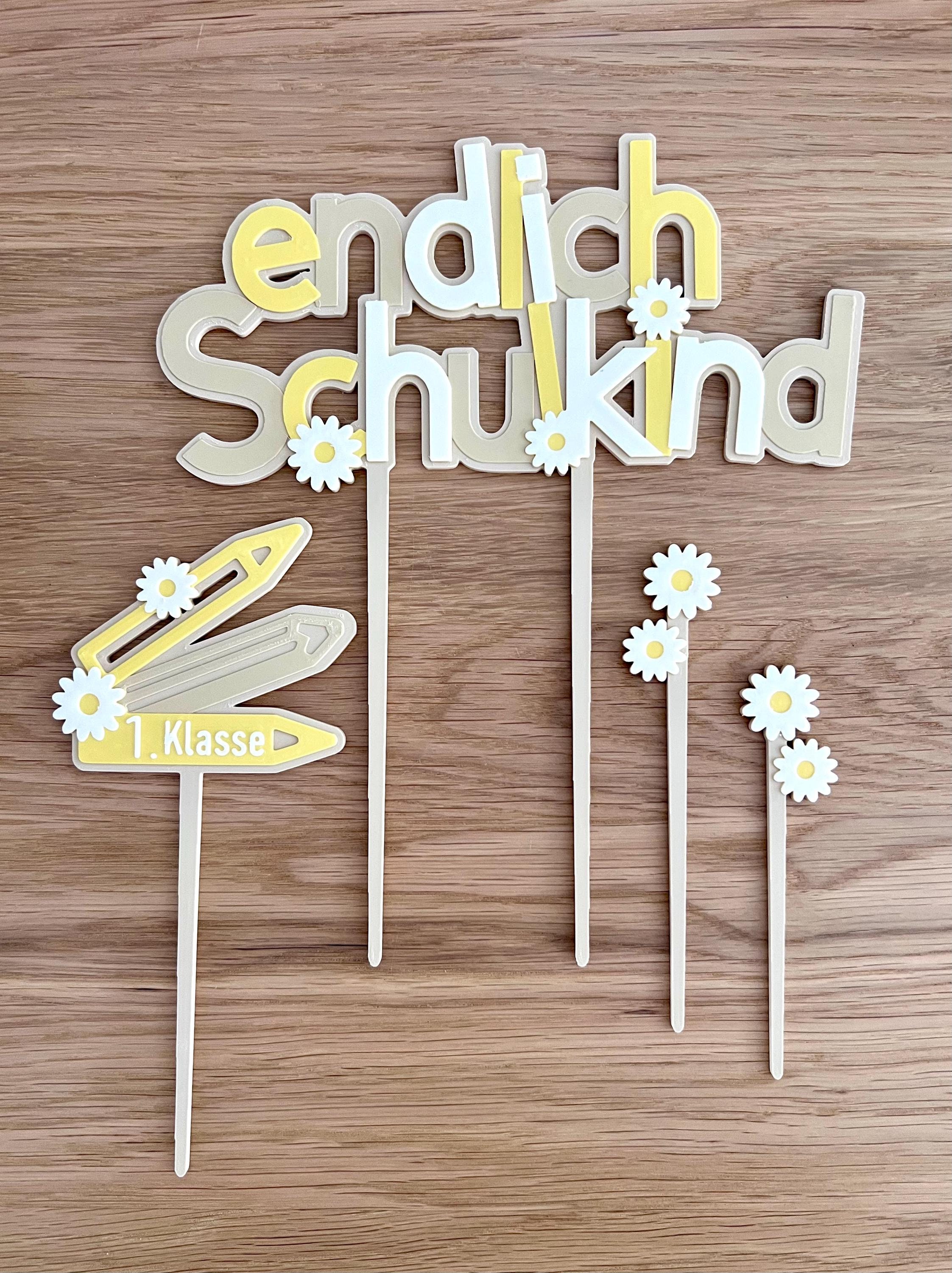 Cake Topper Einschulung, Caketopper Schulstart, Caketopper Erstklässler, Schulkind Caketopper Mädchen und Jungen, Tortenstecker Schulanfang