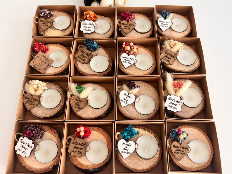 50 PCS Personalized Wooden Tealight Holder,Wedding Favors for Guest in Bulk,Rustic Wedding Favors,Bridal Shower Favors,Candle Wedding Favors zdjęcie 9