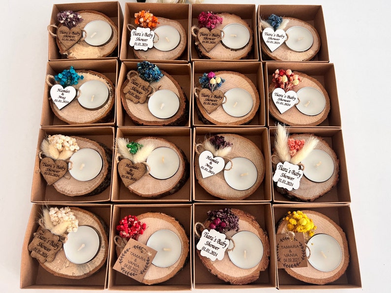 50 PCS Personalized Wooden Tealight Holder,Wedding Favors for Guest in Bulk,Rustic Wedding Favors,Bridal Shower Favors,Candle Wedding Favors zdjęcie 8