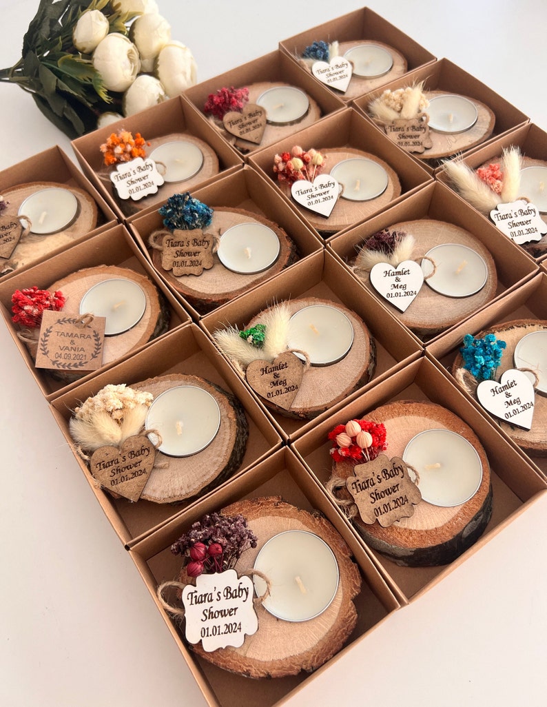 50 PCS Personalized Wooden Tealight Holder,Wedding Favors for Guest in Bulk,Rustic Wedding Favors,Bridal Shower Favors,Candle Wedding Favors zdjęcie 7