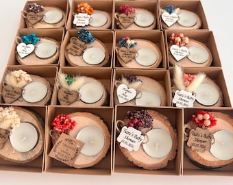 50 PCS Personalized Wooden Tealight Holder,Wedding Favors for Guest in Bulk,Rustic Wedding Favors,Bridal Shower Favors,Candle Wedding Favors