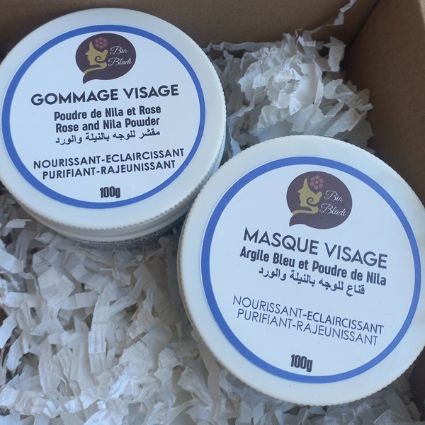 produits BIO gommage et masque visage  Nila et Rose du MAROC tous types de peaux