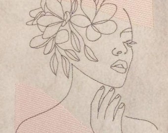 Stickdatei Frau mit Blumenhaar in 3 Größen Embroidery