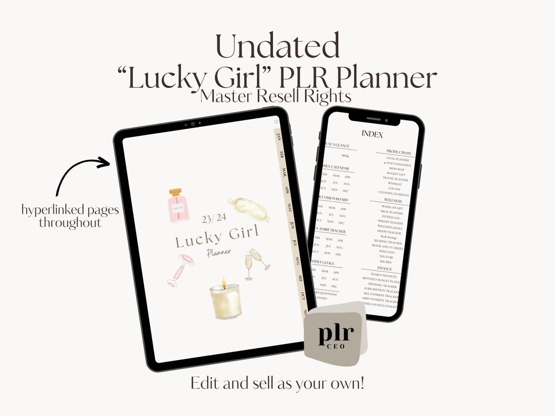 Digital Planner Lucky Girl Planner PLR Planner PLR Template Daily
