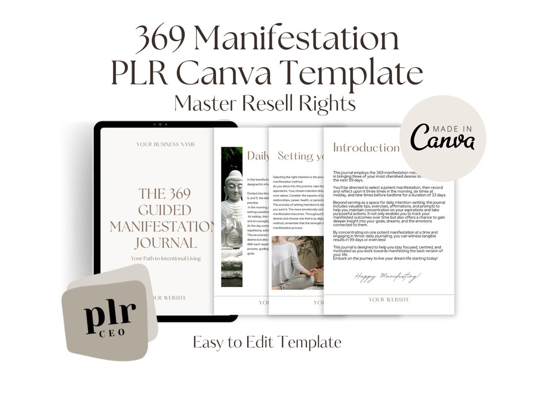 PLR - Weekly Manifestation Journal Canva Template (Commercial Use)