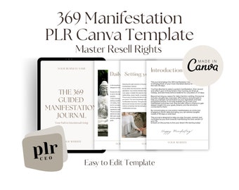 PLR Manifestation Journal | 369 Guided Manifestation | Master Resell Rights | Editable Canva Template | Commercial Rights | Resell Rights